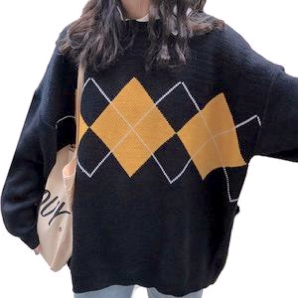 Oversized Gingham Sweater